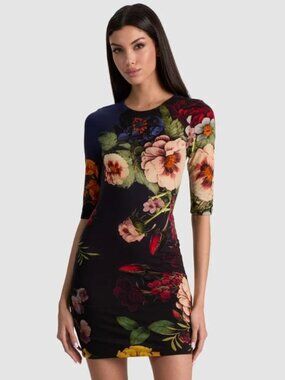 Alice + Olivia Delora Magic Garden Gradient Mini Dress 2 NWT $395